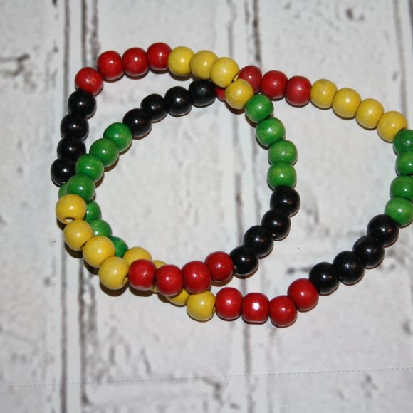 Beautiful Rastafarian Wooden beaded necklace 21" - Picture 2 of 6